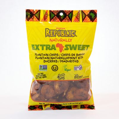 Plantain Republic Naturally Extra Sweet Plantain Chips, 4.94 oz, 25 Bags