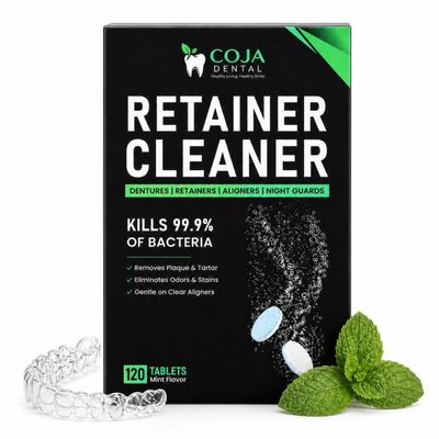 COJA Dental Retainer Cleaner Tablets 120 Count | Retainer Cleaning Tablets for Clear Aligners, Mouthguard & Night Guard | Aligner Cleaner | Dental Cleaner Tablets | Fresh Mint Flavor