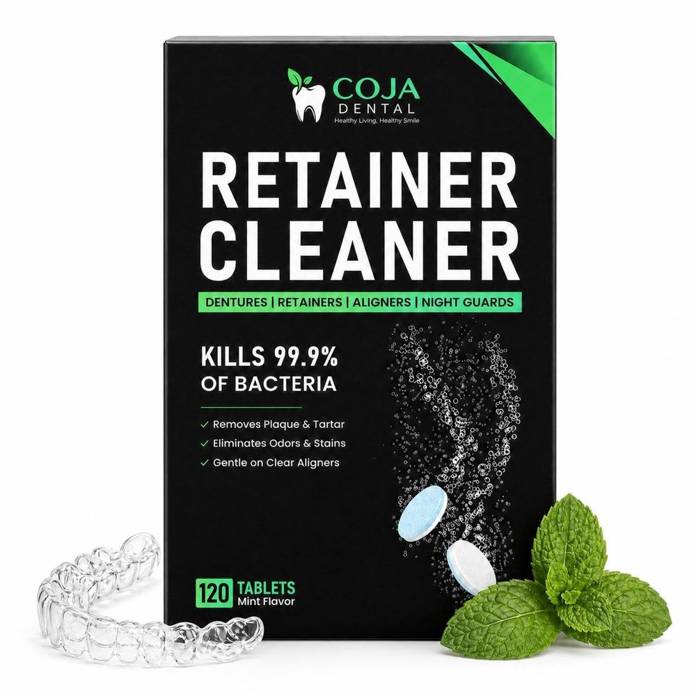 COJA Dental Retainer Cleaner Tablets 120 Count | Retainer Cleaning Tablets for Clear Aligners, Mouthguard & Night Guard | Aligner Cleaner | Dental Cleaner Tablets | Fresh Mint Flavor
