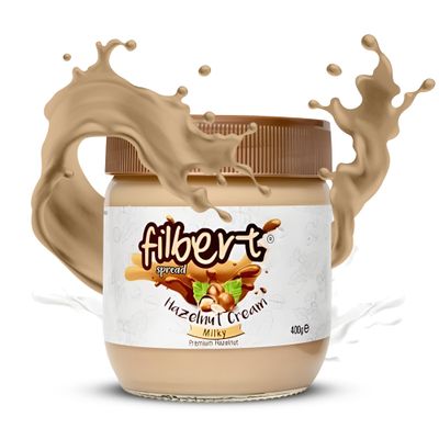 Filbert Spread Milky Premium Hazelnut Cream Milky 400g Jar | Palm Oil Free, Non-GMO, Gluten Free | Smooth & Sweet Hazelnut Milk Spread for Breakfast, Snacks & Desserts