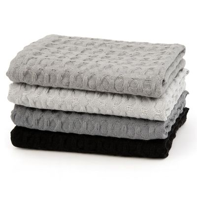 TIMPHO 4 Pack Waffle Dishcloths, Soft Gray Kitchen Cloths for Daily Cleaning, Washing and Drying, Absorbent Textured Towels for Household and Cooking Areas