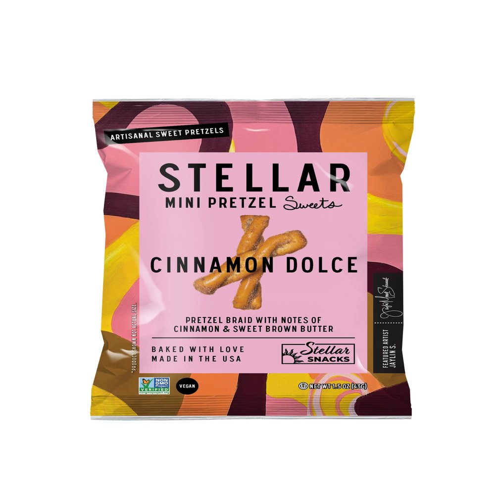 Stellar Snacks Mini Pretzel Braids, Cinnamon Dolce, Vegan, Kosher, Non-GMO, 1.5 Ounce (Pack of 24)