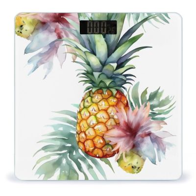 Tropical Pineapple Scale for Body Weight Highly Accurate Digital Bathroom Scale Sturdy Tempered Glass Weighing Scales with LCD Display Fashion Body Fat Smart Scales 400lb