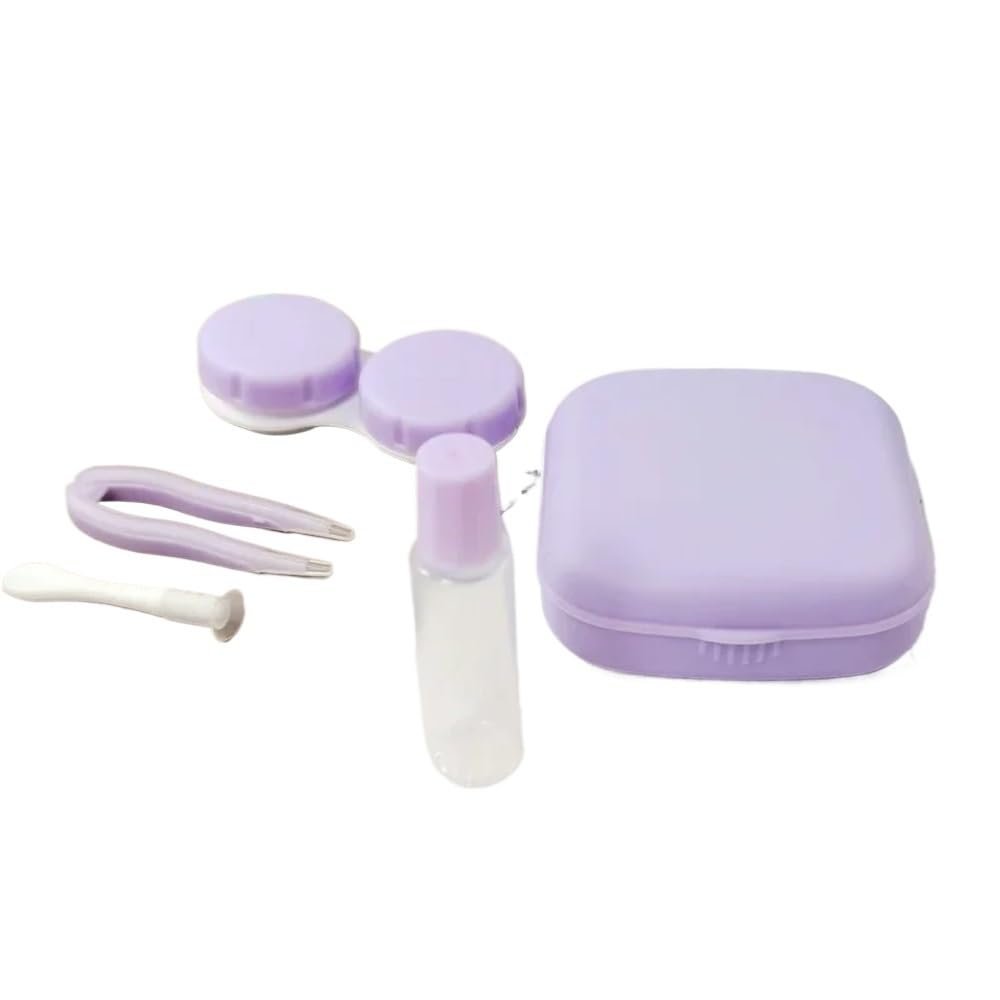 Adtrykfg Compact Travel Contact Lens Case Kit with Mirror - Perfect for On-the-Go Lens Care(NO.4)