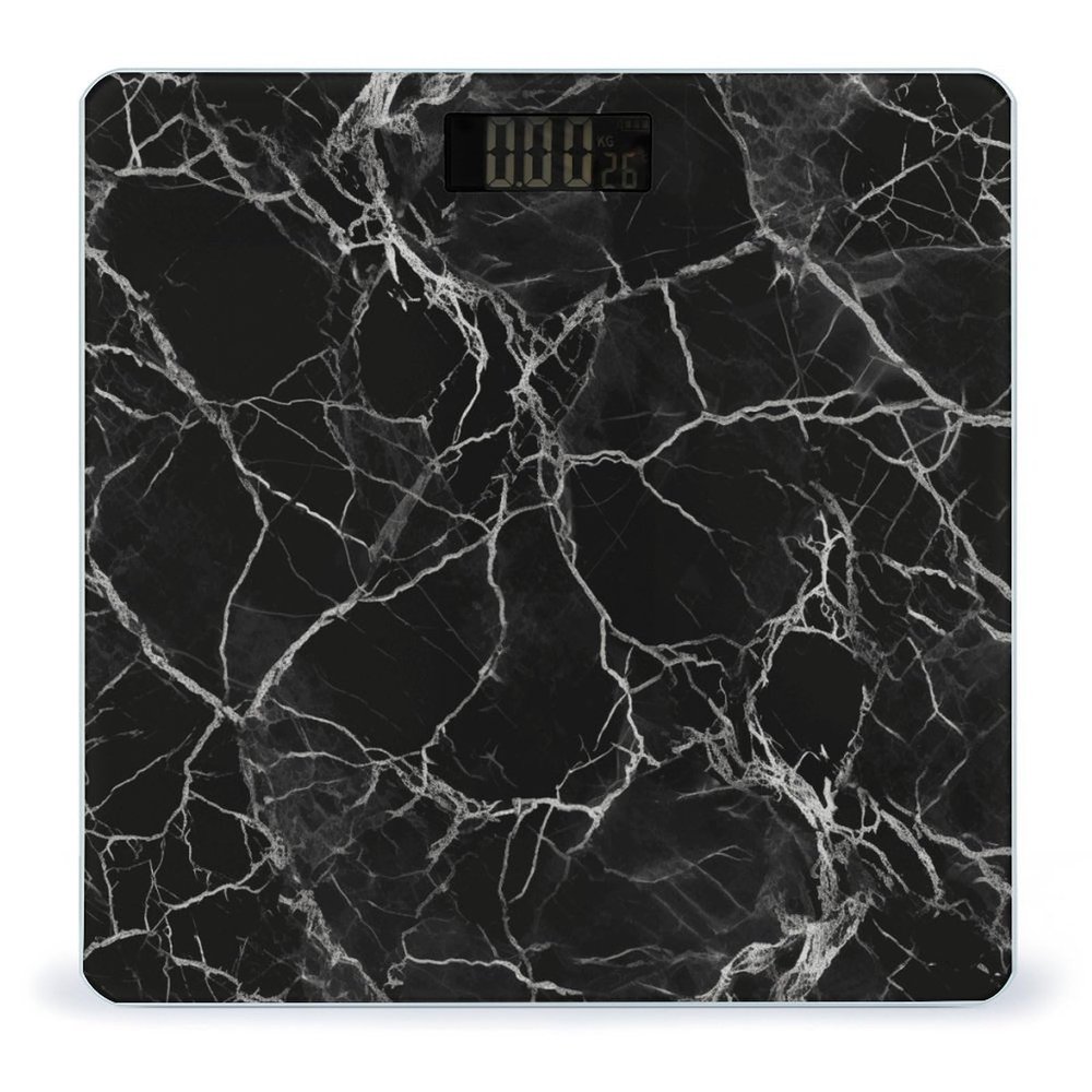 Black Marble Scale for Body Weight Highly Accurate Digital Bathroom Scale Sturdy Tempered Glass Weighing Scales with LCD Display Fashion Body Fat Smart Scales 400lb