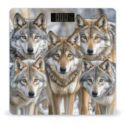 Different Colored Wolves Scale for Body Weight Highly Accurate Digital Bathroom Scale Sturdy Tempered Glass Weighing Scales with LCD Display Fashion Body Fat Smart Scales 400lb