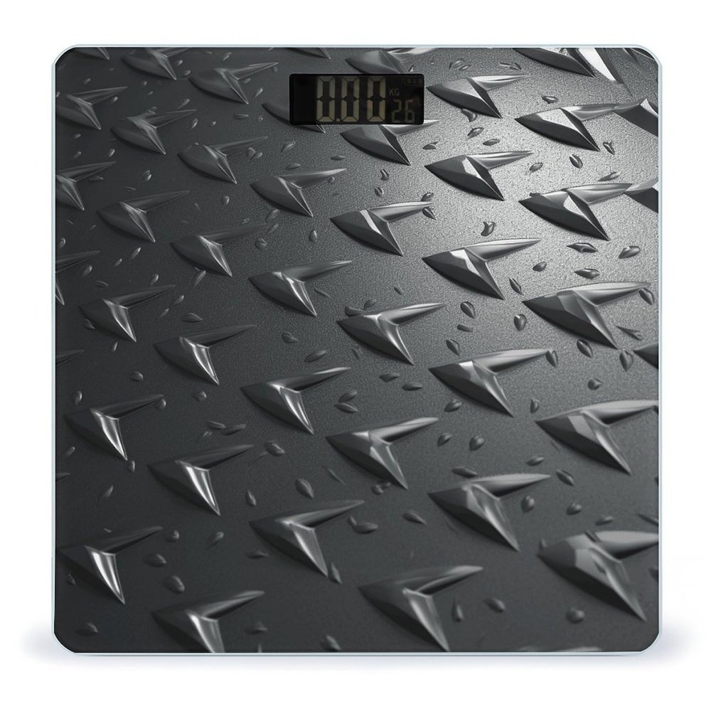 Abstract Diamond Plate Scale for Body Weight Highly Accurate Digital Bathroom Scale Sturdy Tempered Glass Weighing Scales with LCD Display Fashion Body Fat Smart Scales 400lb
