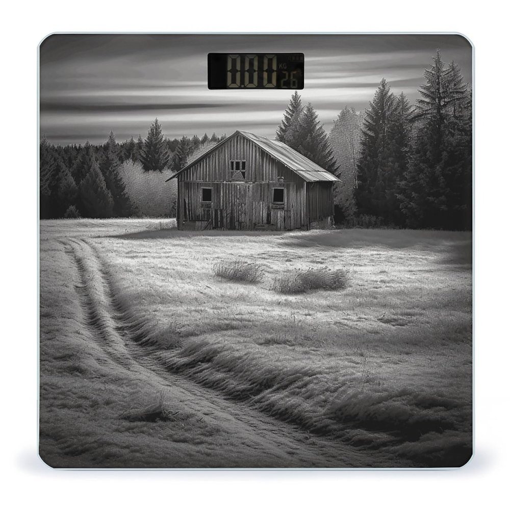 Barn Black and White Scale for Body Weight Highly Accurate Digital Bathroom Scale Sturdy Tempered Glass Weighing Scales with LCD Display Fashion Body Fat Smart Scales 400lb