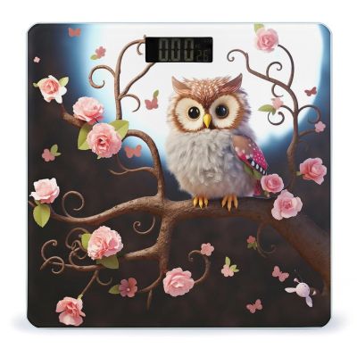 Cute Owl Tree Flowers and Squirrel Scale for Body Weight Highly Accurate Digital Bathroom Scale Sturdy Tempered Glass Weighing Scales with LCD Display Fashion Body Fat Smart Scales 400lb