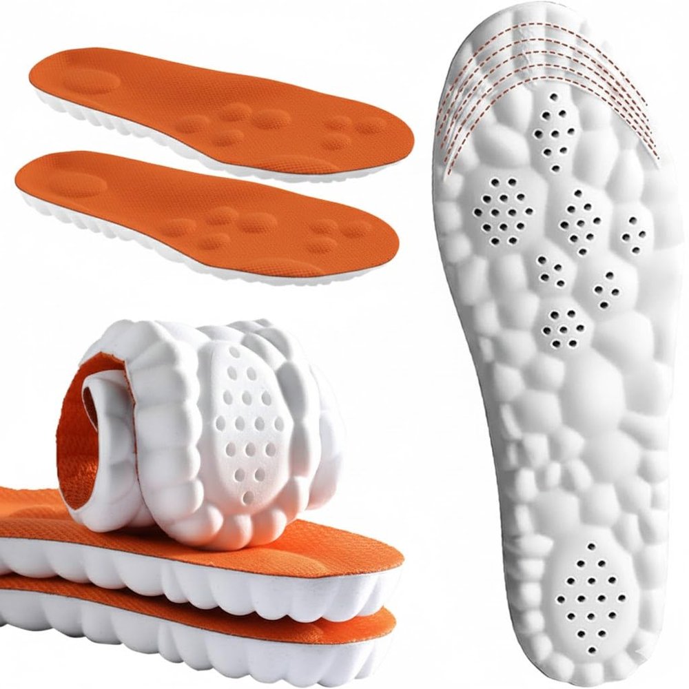2026 New Steppers Insoles for Men Women, 4D Cloud Memory Foam Shoe Insoles Super Soft Anti-Fatigue, Arch Support for Pain Relief, Work Boot Insoles for Shock Absorbing Inserts (M7-7.5/W8-8.5)