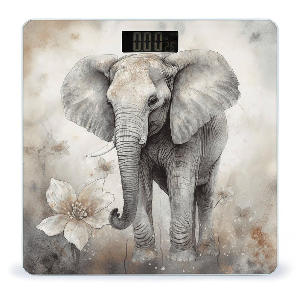 Animals Cute Elephant Scale for Body Weight Highly Accurate Digital Bathroom Scale Sturdy Tempered Glass Weighing Scales with LCD Display Fashion Body Fat Smart Scales 400lb