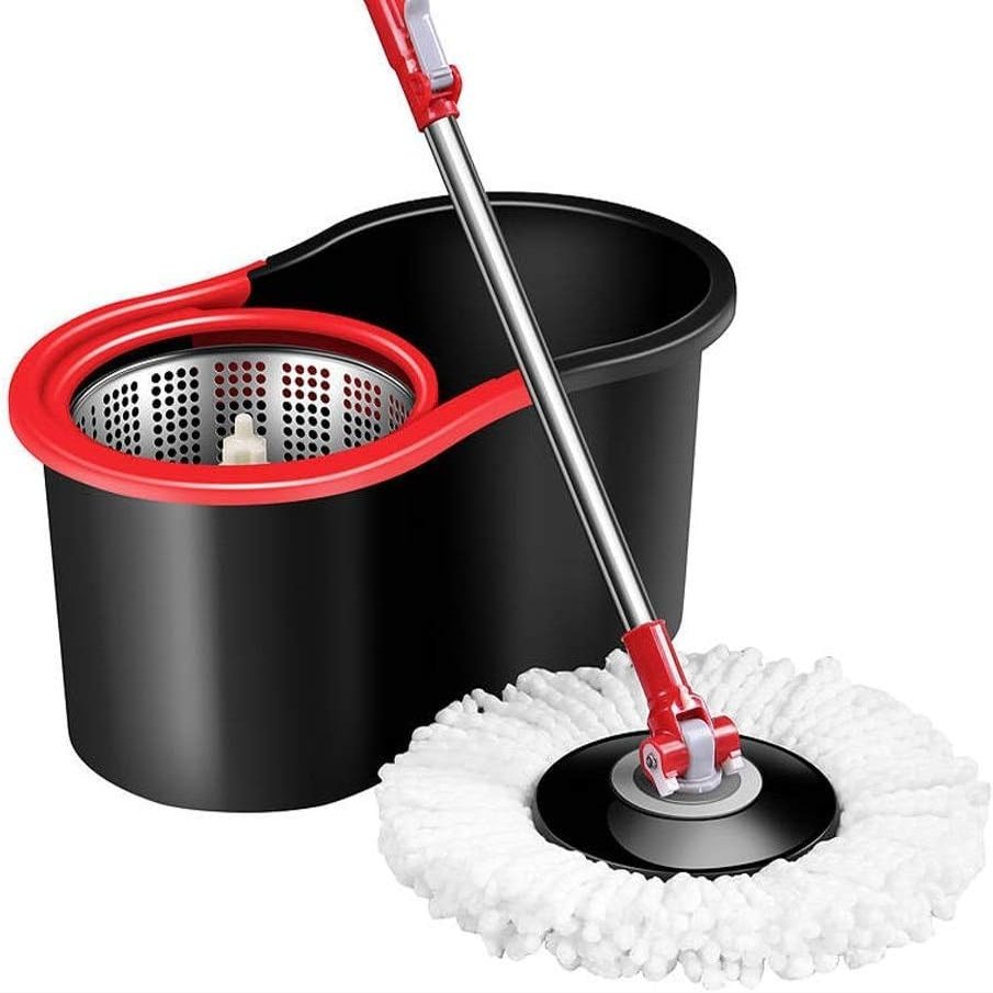 Spin Mop and Bucket, Spin Mop 360 Self Wringing Spinning Mop Washable Microfiber Mop Heads Easy to Use and Store