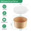 Sowinvent 25 oz Disposable Kraft Paper Bowls with Lids and Sporks, 48 Sets Leak-Proof Meal Prep Containers for Hot & Cold Food, Soup, Salad, Snacks, Ice Cream, Desserts, Food Bowls view 2
