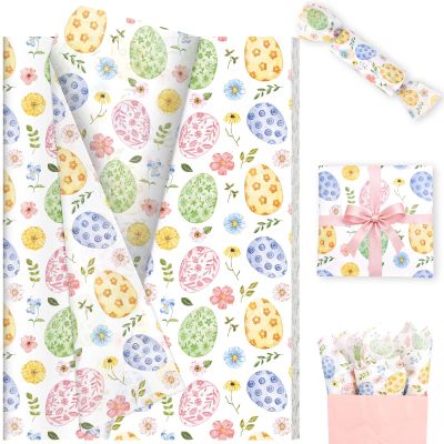 100 Sheet Colorful Egg Tissue Paper Bulk, 20x14in Colorful Egg Gift Wrapping Paper for Easter Party Bag Fillers DIY Crafts Supplies
