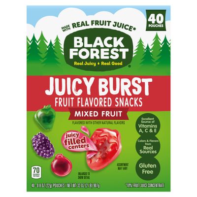 Black Forest, Juicy Burst, Fruit Flavored Snacks, Mixed Fruit Flavors, A Juicy Burst of Natural Flavors, Made with Real Fruit Juice, Pack of 6