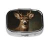Elegant Deer Standing Vintage Dark Pill Box Square Metal Pill Case with 2 Compartment Travel Pill Organizer for Vitamins Medication view 1