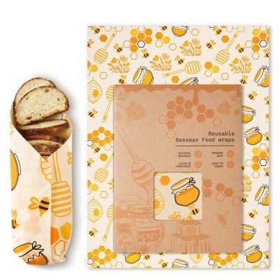 Beeswax Wraps for Food Reusable Beeswax Bread Bag & Sandwich Wrap, Organic & Eco-Friendly & Sustainable Bees Paper, Perfect Alternative to Aluminum Foil Sourdough Storage & Plastic WrapBee jar
