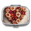 Square Pill Box Valentine Rose Heart Shape Pill Case for Purse & Pocket 2 Compartment Medicine Pill Organizer Portable Travel Pillbox Medicine Vitamin Cod Liver Oil Storage Box view 1