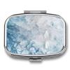 Square Pill Box Blue Frozen Petals Pill Case for Purse & Pocket 2 Compartment Medicine Pill Organizer Portable Travel Pillbox Medicine Vitamin Cod Liver Oil Storage Box view 1
