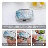 Square Pill Box Blue Frozen Petals Pill Case for Purse & Pocket 2 Compartment Medicine Pill Organizer Portable Travel Pillbox Medicine Vitamin Cod Liver Oil Storage Box view 4