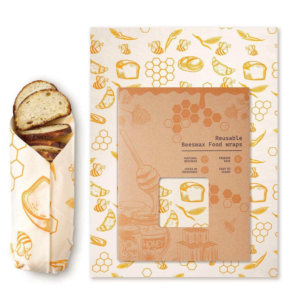 Beeswax Wraps for Food Reusable Beeswax Bread Bag & Sandwich Wrap