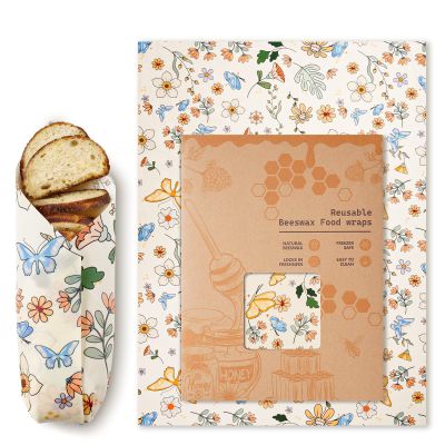 Beeswax Wraps for Food Reusable Beeswax Bread Bag & Sandwich Wrap, Organic & Eco-Friendly & Sustainable Bees Paper, Perfect Alternative to Aluminum Foil Sourdough Storage & Plastic WrapFlower