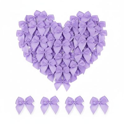 100 Pcs Mini Bows + 100 Glue Dots, for Balloon Garland, Cake Topper, Gift Wrapping, Wedding Birthday Christmas Party Decor, DIY Crafts, Home Scrapbooking (Purple)