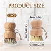 12 Pcs Bamboo Dish Brush Set, Palm Wooden and Sisal Bristles Dish Scrubber, Dish Brushes with Lanyard, Durable Wood Dishes Scrub, Natural Round Vegetable Cleaning Pots Pans Sink Washing Kitchen Brush view 2
