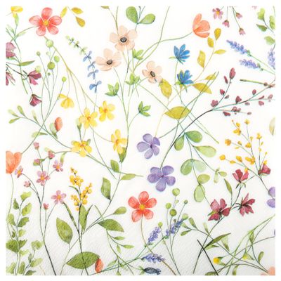 100 Pcs Wildflower Party Napkins Spring Floral Disposable Paper Napkins 2 Ply 6.5 Inch Flower Hand Towel for Decoupage Parties Picnic Wedding Birthday Baby Shower Decorations