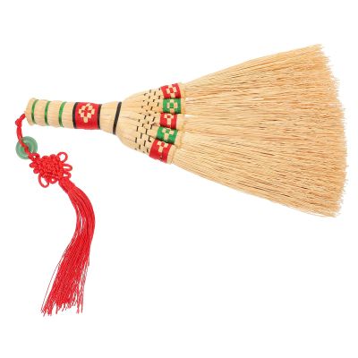 BESPORTBLE Handmade Corn Broom Brush 29Cm Short Handle Desktop Dust Broom Natural Straw Sweeping Tool for Household Bed Sofa Carpet Cleaning