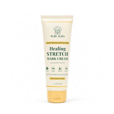 PURE AURA Healing Stretch Mark Cream, Ayurvedic Blend with Coconut, Almond & Centella, Hydrating, Clinically Proven, 60ml