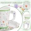 FillTouch 100 Sets Wildflower Floral Paper Tea Cups and Saucers Disposable Paper Tea Party Supplies 9 oz Cups with Handle and Saucer for Birthday Wedding Party Decorations view 2
