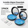 2 Pack Retainer Case with Mirror, Magnetic Aligner Case Compatible with Invisalign, Portable Slim Orthodontic Storage Kit for Clear Aligners - Black view 2