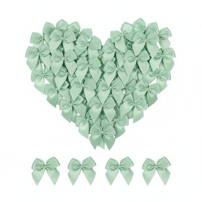 100 Pcs Mini Bows + 100 Glue Dots, for Balloon Garland, Cake Topper, Gift Wrapping, Wedding Birthday Christmas Party Decor, DIY Crafts, Home Scrapbooking (Green)