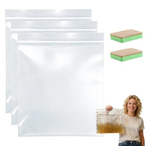 CLOUDEMO Oven Rack Cleaning Bags, No Scrub Oven Rack Cleaner Bags, No Cleaner Included, Reusable, Suitable for Cleaning of Various Sizes (3 Pcs-L)