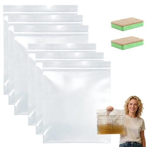 CLOUDEMO Oven Rack Cleaning Bags, No Scrub Oven Rack Cleaner Bags, No Cleaner Included, Reusable, Suitable for Cleaning of Various Sizes (3 Pcs-L+3 Pcs-S)