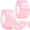 1-1/2 Inch Pink Satin Ribbon, 50 Yards (2 Rolls), Light Pink Single-Face Polyester Ribbon for Gift Wrapping, Wedding, DIY Crafts, Hair Bows view 1