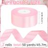 1-1/2 Inch Pink Satin Ribbon, 50 Yards (2 Rolls), Light Pink Single-Face Polyester Ribbon for Gift Wrapping, Wedding, DIY Crafts, Hair Bows view 2