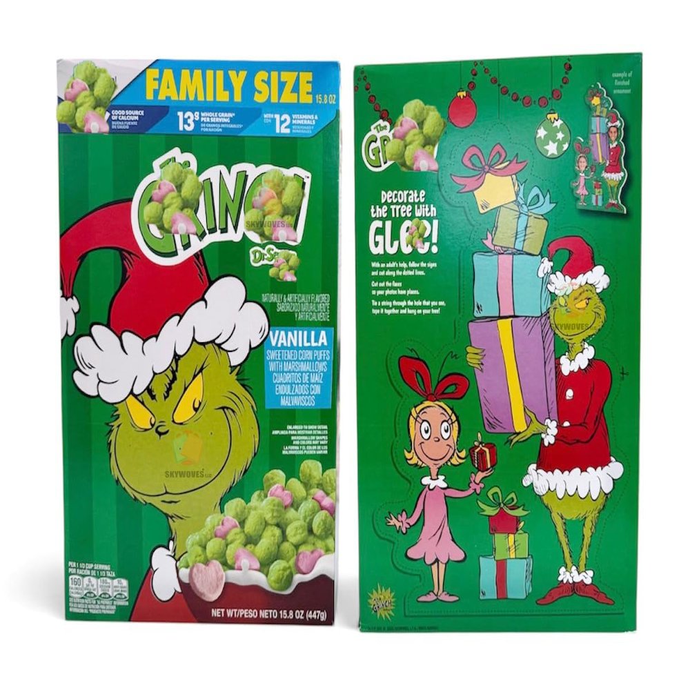 Breakfast Cereal, Sweetened Vanilla Corn Puffs with Marshmallows, Family Size, 15.8 oz with One cardboard box of crunchy - 2 Pack