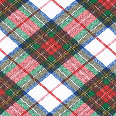 Red, Green, Yellow, Blue & White Plaid Pattern Edible Image Photo Cake Topper For Half Sheet Cake
