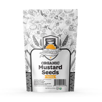 Fermentaholics Organic Yellow Mustard Seeds, 8 oz - Whole Seed, Bold, Spicy Flavor for Fermentation, Pickling, Curries & Spice Blends - Certified Organic