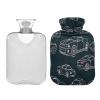 Cartoon Black Retro Sports Car hot Waterbottle with Soft Cover 2L hot Compress for Hand Feet Warmer Arthritis Bolsa para clicos menstruales view 1