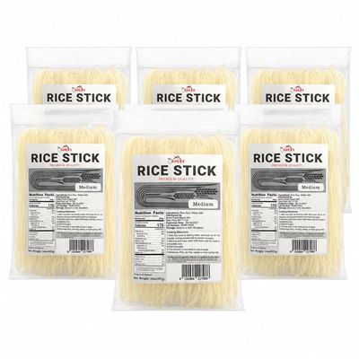 APEXY Rice Stick Noodles, 14 oz Pack of 6, Medium Rice Noodles for Pad Thai, Pho, Stir-Fry, Soup, Spring Rolls & Asian Cooking