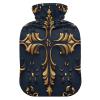 Black and Gold Vintage Flowers hot Water Bottle with Soft Cover 2L Water Bottle Bag for Period Cramps Arthritis bolsas de agua Caliente para Dolores view 2
