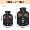 Black and Gold Vintage Flowers hot Water Bottle with Soft Cover 2L Water Bottle Bag for Period Cramps Arthritis bolsas de agua Caliente para Dolores view 3