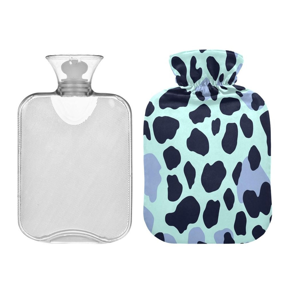 Blue Simple Leopards Print hot Water Bottle with Soft Cover 2L Water Bags for Menstrual Cramps Hot and Cold Therapies Bolsa Caliente para Dolores Menstrual