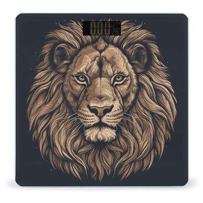 Cartoon Lion Scale for Body Weight Anti-Slip Tempered Glass Digital Bathroom Scales Clear LCD Display Weighing Scale Safe Rounded Corners Smart Scales