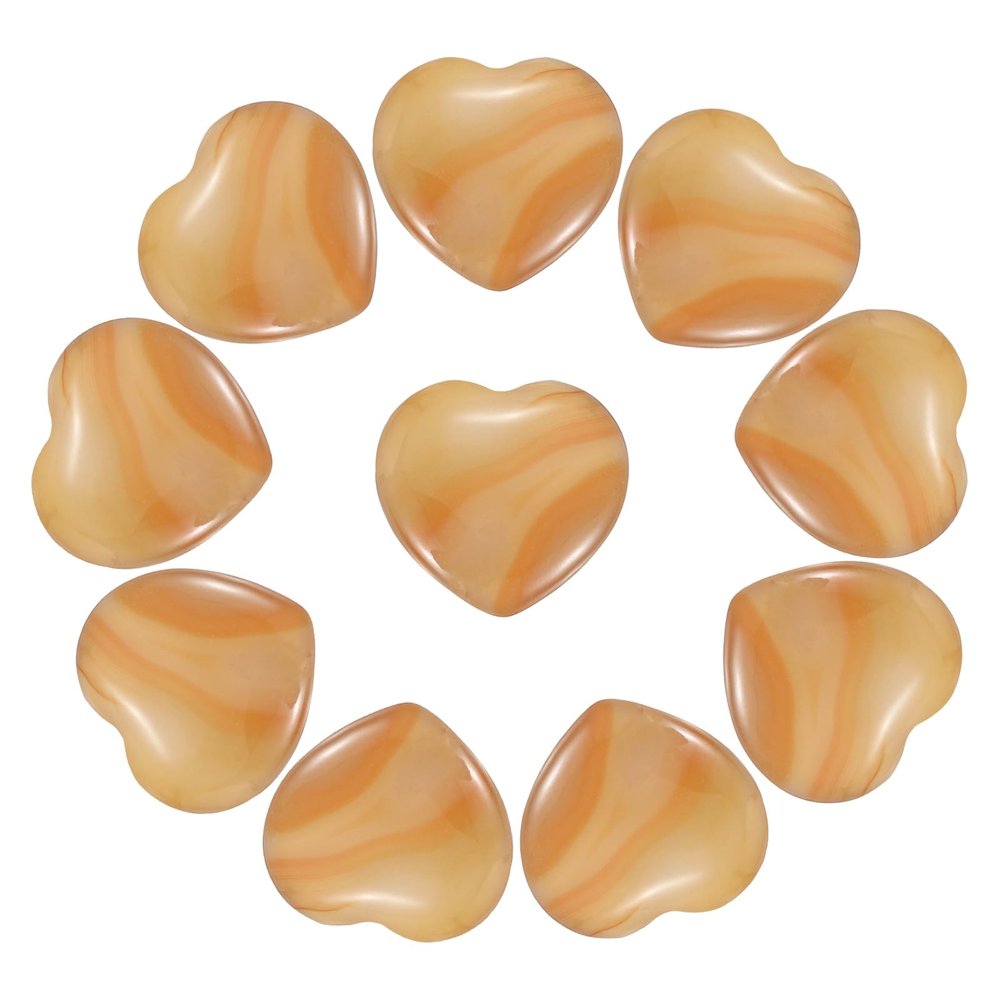 PATIKIL 10Pcs Natural Heart Shaped Crystal Stone, 0.8" Polished Love Gemstone Crystal, Pocket Rock Engraved Worry Stones for Women Valentines Gift Meditation 0.24" Thick, Light Red Agate
