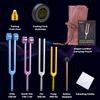 Hugbow Tuning Forks for Healing, 4 PCS Aluminum Alloy Tuning Fork 128Hz, 136.1Hz, 256Hz, 384Hz, Hockey Puck Activator & Feet, Chain, Weighted & Unweighted Tuning Fork Set with Vegan Leather Pouch view 2