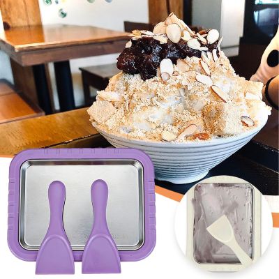 Instant Ice Cream Maker Kit, DIY Rolled Ice Cream Sorbet Set with 2 Scrapers, Food-Grade Stainless Steel & Non-Electric Family Activity, Suitable for Yogurt, Sorbet (Purple)